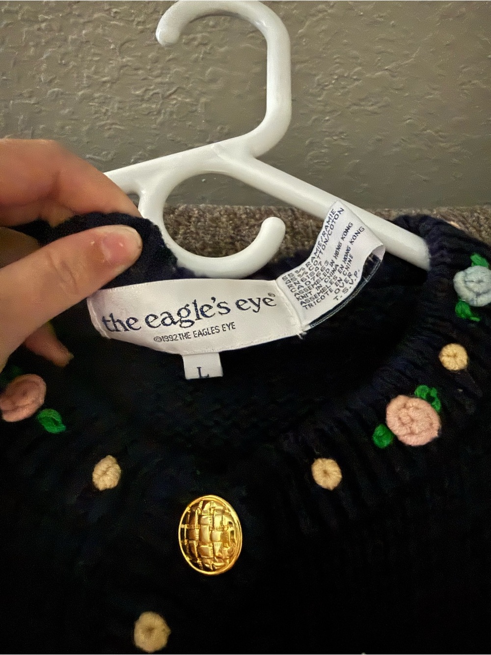 Navy Floral & Teacup Knit Cardigan Sweater - Picture 2 of 3